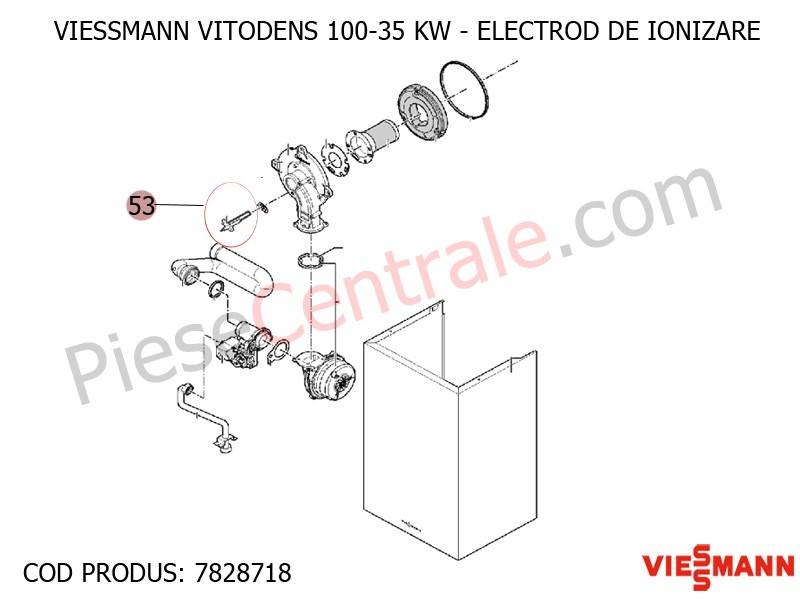 Poza Electrod de ionizare pentru centrala termica Viessmann Vitodens 100 35 WB1B, Vitodens 111-W B1LB