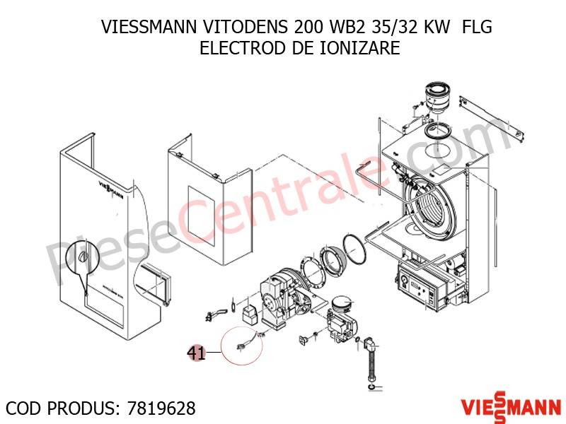 Poza Electrod ionizare centrala termica Viessmann Vitodens 200, Vitodens 333 WS3A