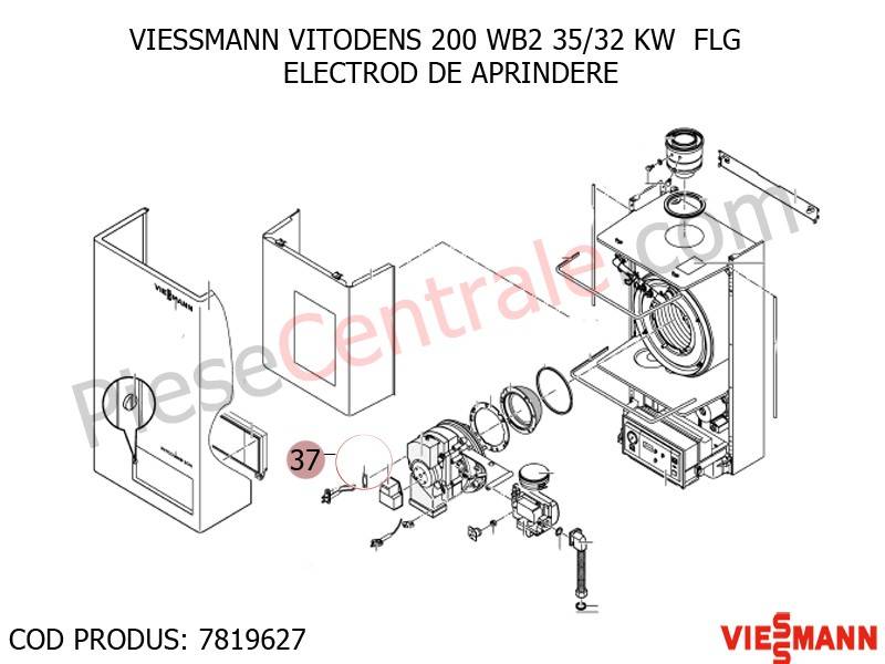 Poza Electrod aprindere centrala termica Viessmann Vitodens 200, Vitodens 333 WS3A
