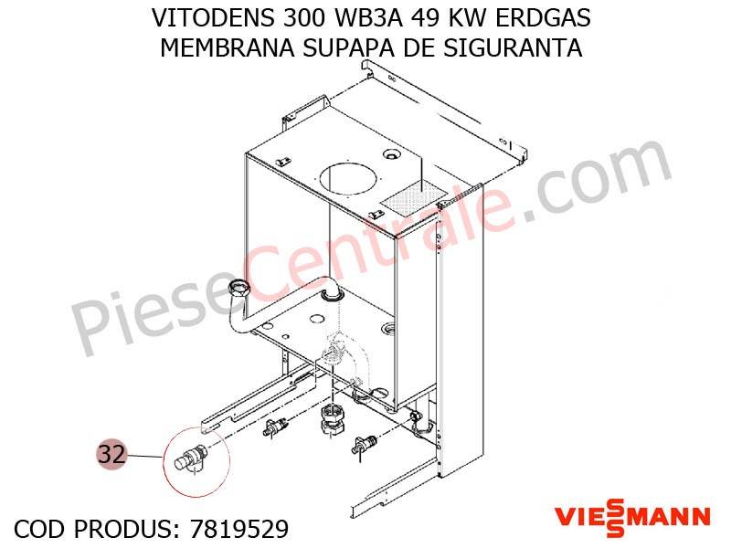 Poza Membrana supapa de siguranta centrala termica Viessmann Vitodens 300