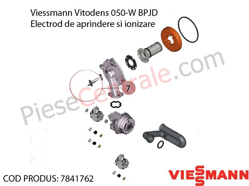 Poza Electrod de aprindere si ionizare centrala termica Viessmann Vitodens 050-W BPJD